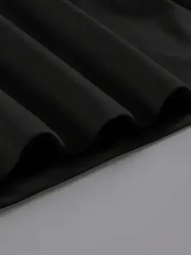 Baskili Oversize Velosiped Yoqali T-ko'ylak - Qora - 3