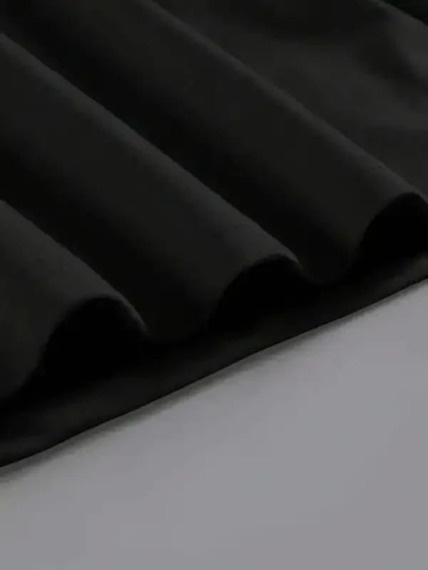 Baskili Oversize Velosiped Yoqali T-ko'ylak - Qora - 3