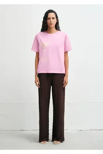 Baskılı Pembe Tişört Regular Fit / Normal Kesim 1613174-70972 - 6