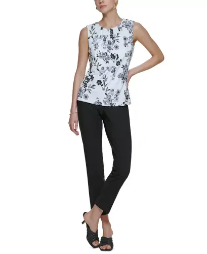 Printed Pleat-Neck Blouse, Regular and Petite Sizes - 4
