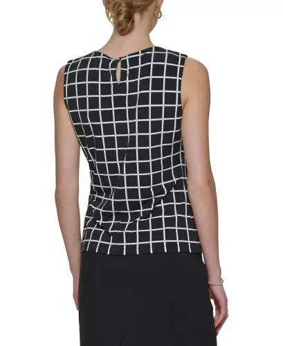 Printed Pleat-Neck Blouse, Regular and Petite Sizes - CALVIN KLEIN (1)