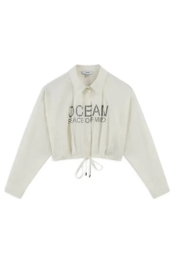 Baskılı poplin gömlek - 3