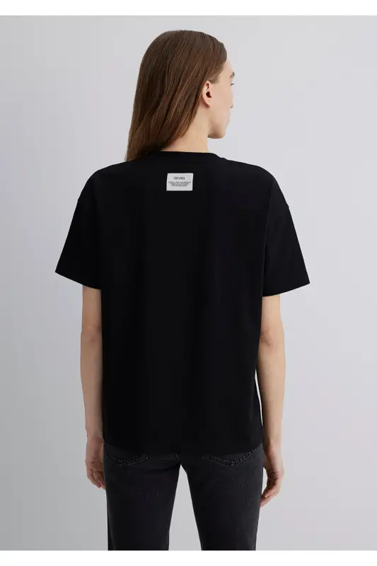 Baskılı Siyah Tişört Loose Fit / Bol Rahat Kesim 1 - 5