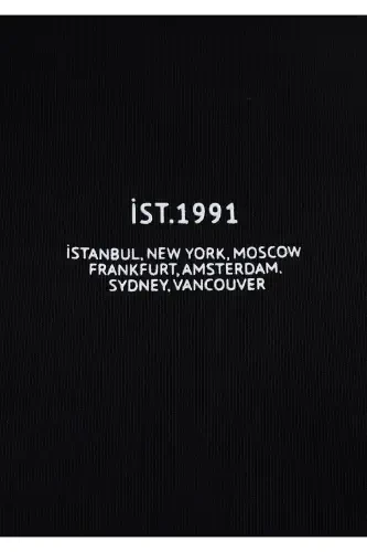 Baskılı Siyah Tişört Loose Fit / Bol Rahat Kesim 1613212-900 - 8