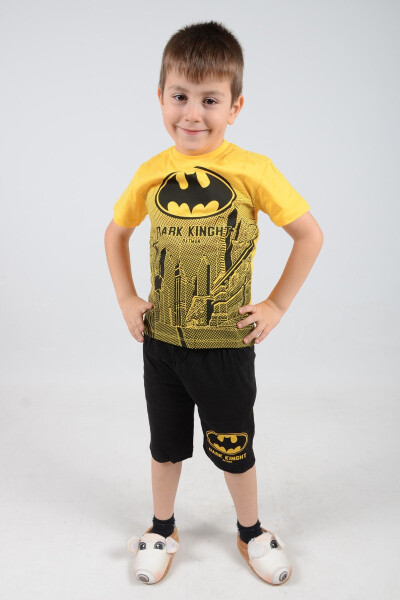 Baskılı Şortlu 9-12 Yaş Sarı Batman Erkek Çocuk Pijama Ikili Takım - 5