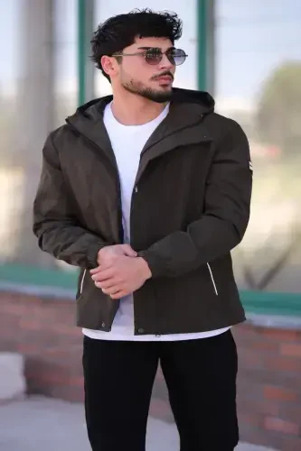 Baskılı Spor Likra Kumaş Yağmurluk Mevsimlik Pldp 2967_60263-HAKİ - 5