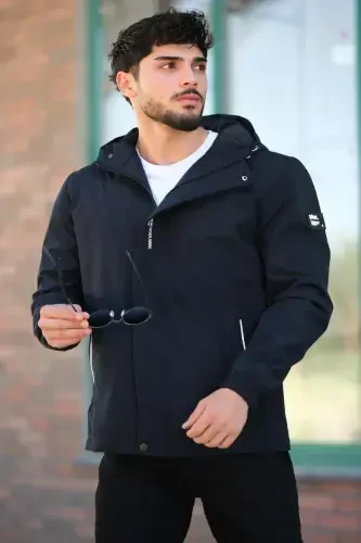 Baskılı Spor Likra Kumaş Yağmurluk Mevsimlik Pldp 2967_60263-LACİVERT - 1