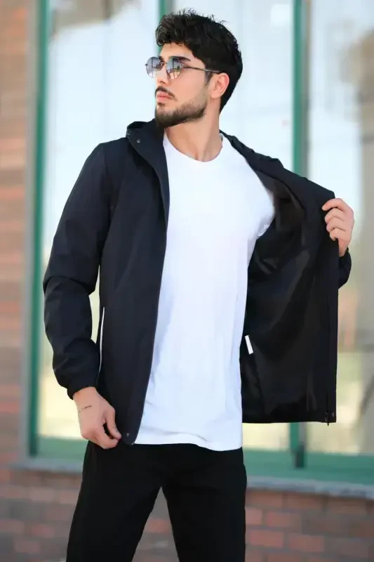 Baskılı Spor Likra Kumaş Yağmurluk Mevsimlik Pldp 2967_60263-LACİVERT - 3