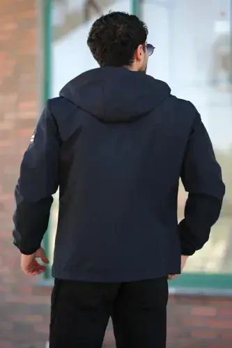 Baskılı Spor Likra Kumaş Yağmurluk Mevsimlik Pldp 2967_60263-LACİVERT - 4