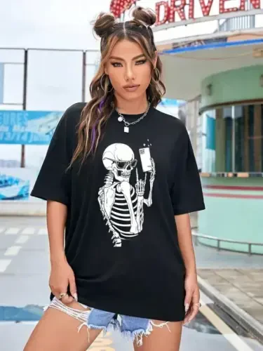 Baskılı T-shirt - Siyah - 3