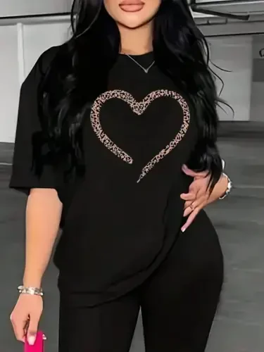 Baskılı T-shirt - Siyah - 1