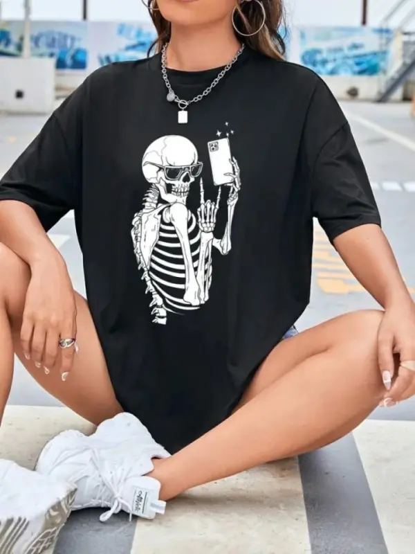 Baskılı T-shirt - Siyah - 2