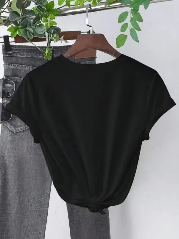 Baskılı T-shirt - Siyah - 2