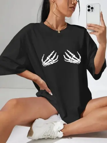 Baskılı T-shirt - Siyah - 1