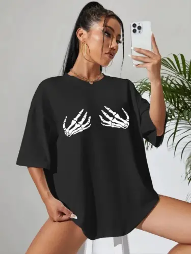 Baskılı T-shirt - Siyah - 3