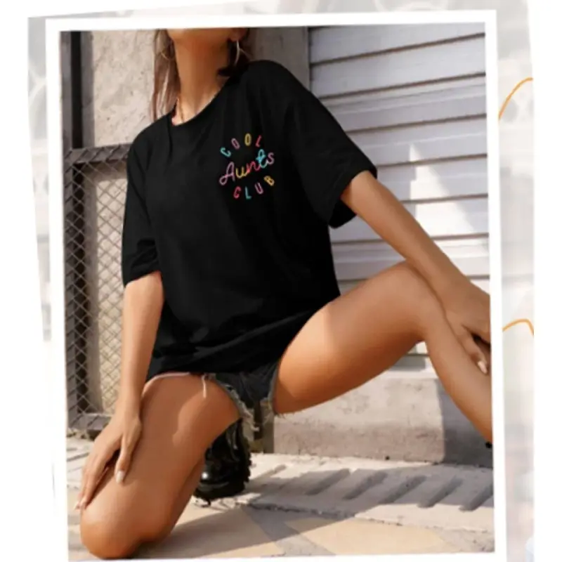 Baskılı T-shirt - Siyah - BÜYÜKBEDENIZ