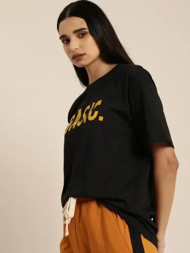 Baskılı T-shirt - Siyah - BÜYÜKBEDENIZ (1)