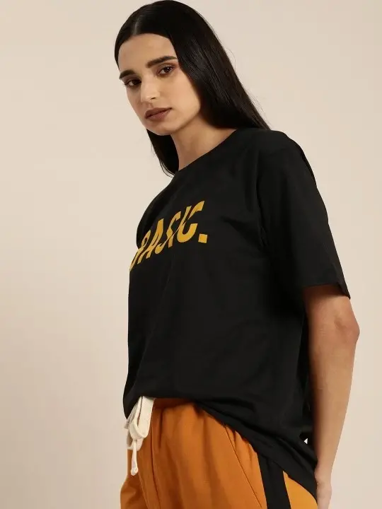 Baskılı T-shirt - Siyah - 2