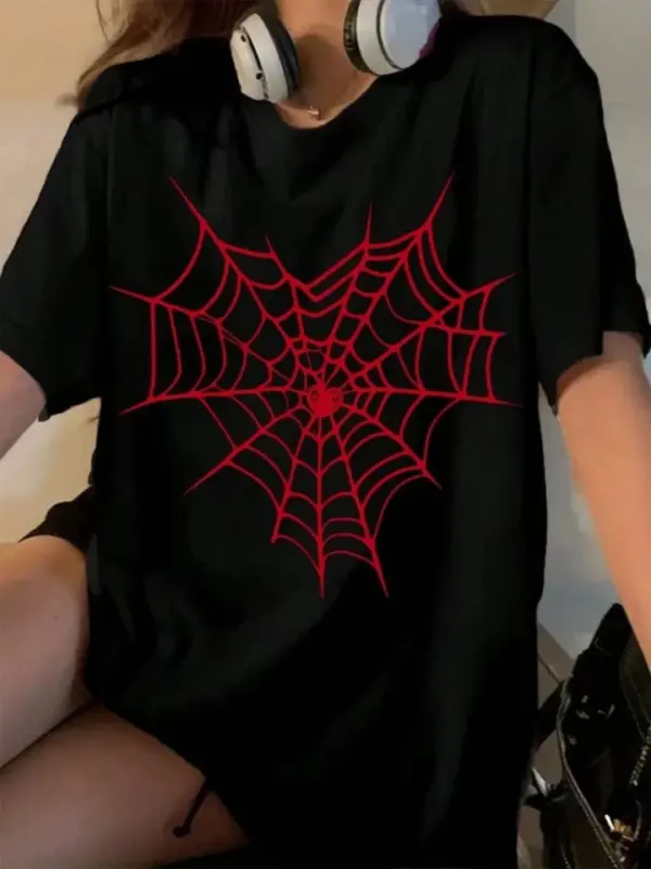 Baskılı T-shirt - Siyah - BÜYÜKBEDENIZ