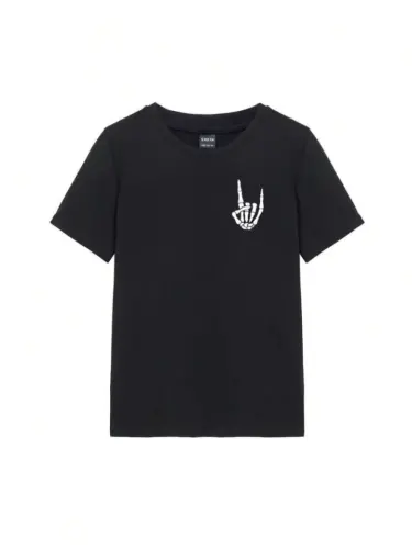 Baskılı T-shirt - Siyah - BÜYÜKBEDENIZ (1)