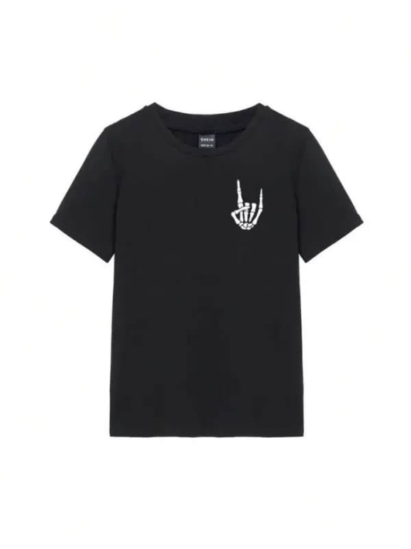 Baskılı T-shirt - Siyah - 2