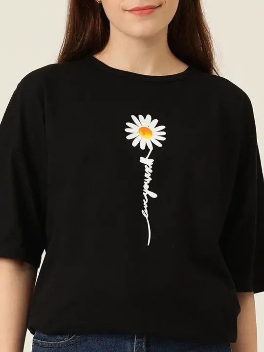 Baskılı T-shirt - Siyah - 4