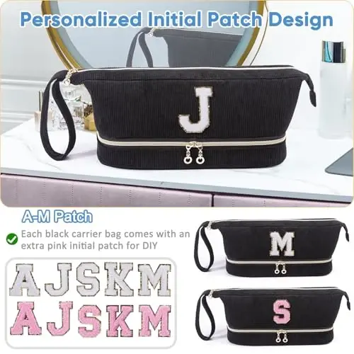 Initial Personalized Hair Dryer Case,Double-Layer Hair Tools Travel Carrying Case for Shark FlexStyle/SmoothStyle with Hair Dryer Bag - Hair Air Wrap Dryer Case Flat Curling Iron Travel Organizer - 3