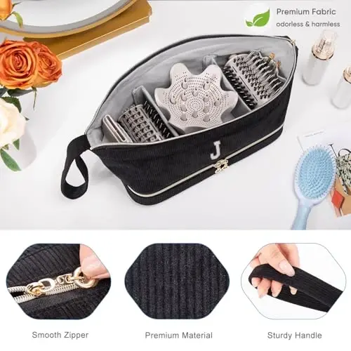 Initial Personalized Hair Dryer Case,Double-Layer Hair Tools Travel Carrying Case for Shark FlexStyle/SmoothStyle with Hair Dryer Bag - Hair Air Wrap Dryer Case Flat Curling Iron Travel Organizer - 6