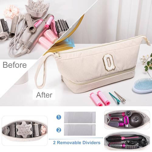 Başlangıç Kişiselleştirilmiş Saç Kurutma Makinesi Kutusu, Köpekbalığı FlexStyle/SmoothStyle için Çift Katmanlı Saç Aletleri Seyahat Taşıma Çantası ve Saç Kurutma Makinesi Çantası - Saç Sarma Kurutma Makinesi Kutusu Düz Maşa Seyahat Düzenleyici - 5