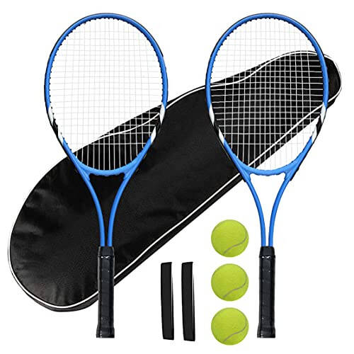 Tennis Rackets 2 Players Recreational for Beginners,Pre-Strung 27 Inch Light Adult Racquet Set for Women Men with Tennis Balls,Overgrips and Carry Bag - 1