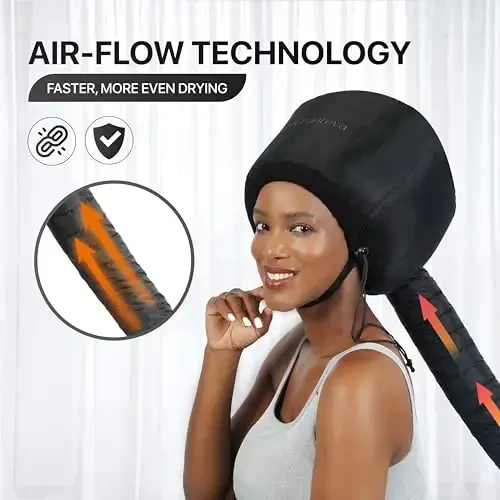 Hooded Hair Dryer AttacModazoneent w/A Headband Integrated That Reduces Heat Around Ears & Neck - Hair Dryer Hooded Diffuser Cap for Curly, Speeds Up Drying Time, Deep Conditioning At Home - Portable, Large - Modazone (1)