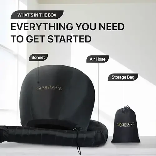 Hooded Hair Dryer AttacModazoneent w/A Headband Integrated That Reduces Heat Around Ears & Neck - Hair Dryer Hooded Diffuser Cap for Curly, Speeds Up Drying Time, Deep Conditioning At Home - Portable, Large - 4