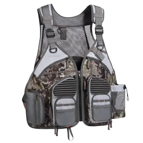 BASSDASH Erkaklar va ayollar uchun baliq ovlash jiletining sozlanishi, pashshali bass baliq ovlash va ochiq havoda mashg'ulotlar uchun - 1