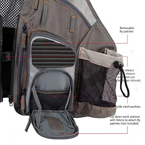 BASSDASH Erkaklar va ayollar uchun sozlanishi mumkin bo'lgan baliq ovlash jileti, chivinli bass baliq ovlash va ochiq havoda mashg'ulotlar uchun - 4