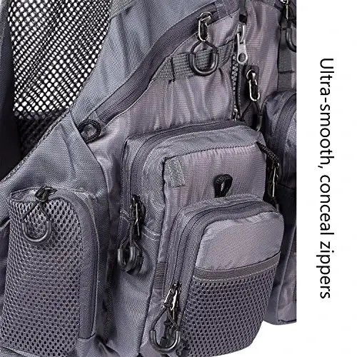 BASSDASH Erkaklar va ayollar uchun sozlanishi mumkin bo'lgan baliq ovlash jiletlari, pashsha va bass baliq ovlash va ochiq havoda mashg'ulotlar uchun - 7