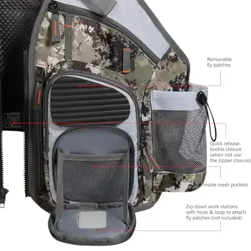 BASSDASH Strap Fishing Vest Adjustable for Men and Women, for Fly Bass Fishing and Outdoor Activities - 4