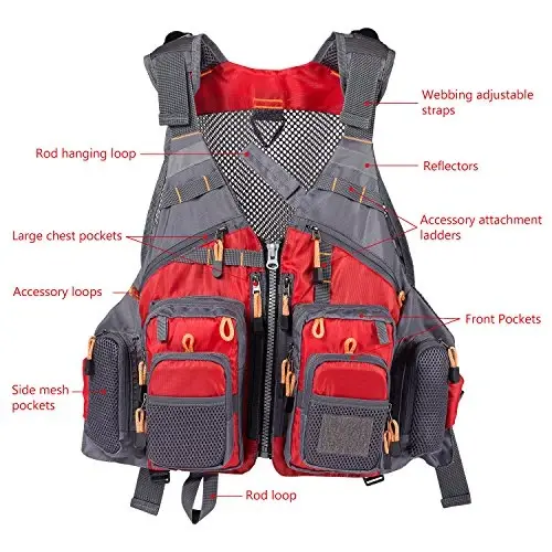 BASSDASH Strap Fishing Vest Adjustable for Men and Women, for Fly Bass Fishing and Outdoor Activities - 3