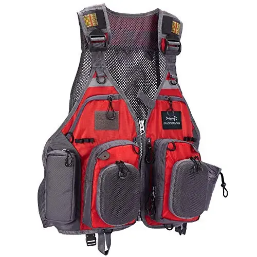 BASSDASH Strap Fishing Vest Adjustable for Men and Women, for Fly Bass Fishing and Outdoor Activities 