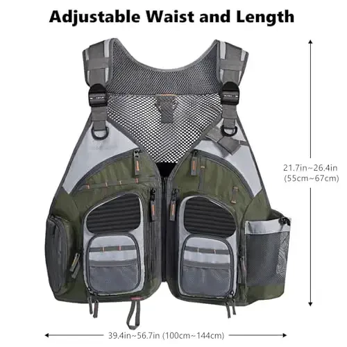 BASSDASH Strap Fishing Vest Adjustable for Men and Women, for Fly Bass Fishing and Outdoor Activities - 3