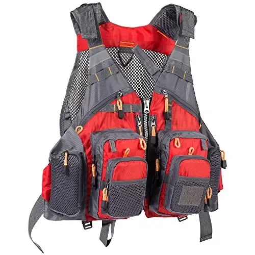 BASSDASH Strap Fishing Vest Adjustable for Men and Women, for Fly Bass Fishing and Outdoor Activities 