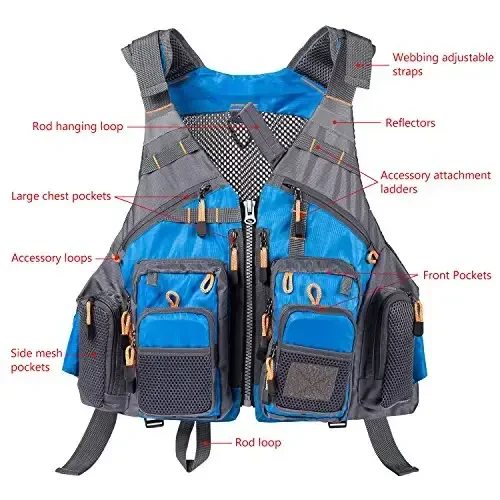 BASSDASH Strap Fishing Vest Adjustable for Men and Women, for Fly Bass Fishing and Outdoor Activities - 3