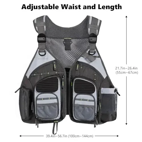 BASSDASH Strap Fishing Vest Adjustable for Men and Women, for Fly Bass Fishing and Outdoor Activities - 3