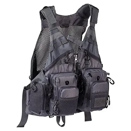 BASSDASH Strap Fishing Vest Adjustable for Men and Women, for Fly Bass Fishing and Outdoor Activities 