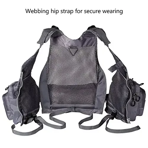 BASSDASH Strap Fishing Vest Adjustable for Men and Women, for Fly Bass Fishing and Outdoor Activities - 6
