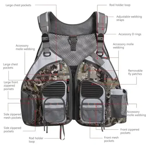 BASSDASH Strap Fishing Vest Adjustable for Men and Women, for Fly Bass Fishing and Outdoor Activities - BASSDASH (1)