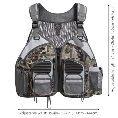 BASSDASH Strap Fishing Vest Adjustable for Men and Women, for Fly Bass Fishing and Outdoor Activities - 3