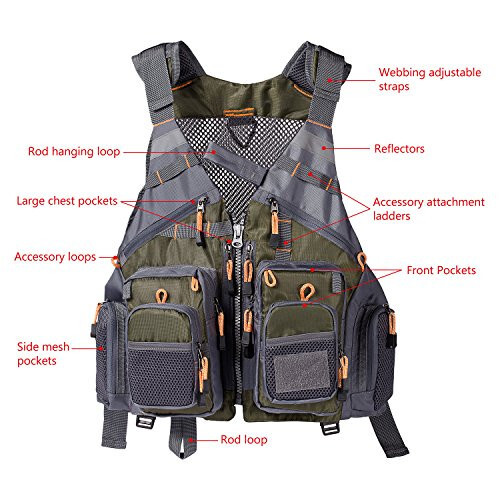 BASSDASH Strap Fishing Vest Adjustable for Men and Women, for Fly Bass Fishing and Outdoor Activities - 3