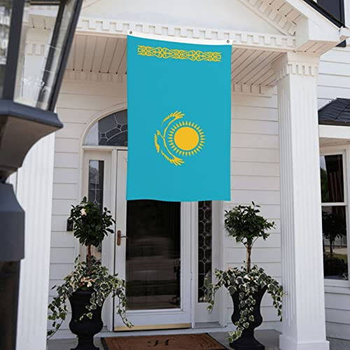 BASTU Flag of Kazakhstan Flags 3x5 Outdoor Double Sided Flag Banner For Outside With 2 Brass Grommets Patio Lawn Decor Flags, Black - 4