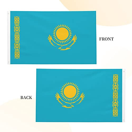 BASTU Flag of Kazakhstan Flags 3x5 Outdoor Double Sided Flag Banner For Outside With 2 Brass Grommets Patio Lawn Decor Flags, Black - 5