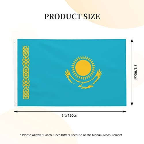 BASTU Flag of Kazakhstan Flags 3x5 Outdoor Double Sided Flag Banner For Outside With 2 Brass Grommets Patio Lawn Decor Flags, Black - 7